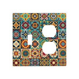Ihsourgnitnem Wallplates Mexican Talavera Colorful Mosaic Tiles 1 Toggle 1 Duplex Switch Plate Electrical Gfci Faceplate Decorative Light Switch Covers For Bathroom Kitchen Decor