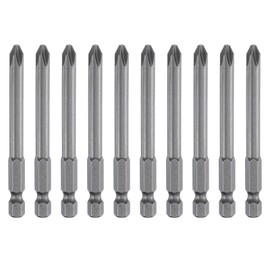HARFINGTON 10pcs #2 Phillips Screwdriver Bit PH2 1/4" Hex Shank 3" (75mm) Long Magnetic S2 Steel Industrial Grade Screw Driver Bit Cross Head Electric Drill Bits 0.236" (6mm) Rod