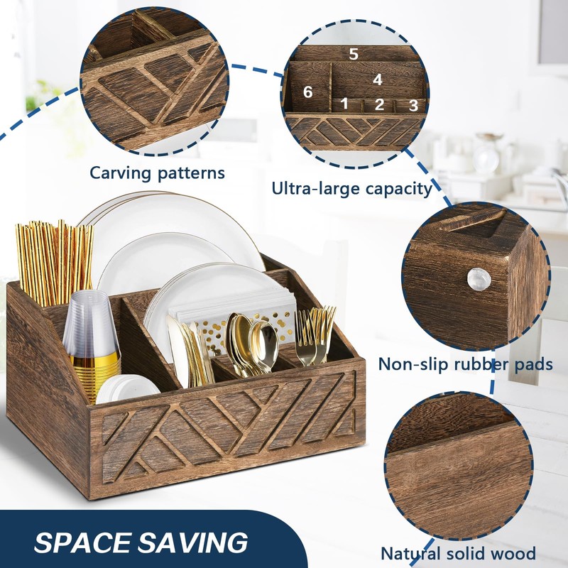 Ukonvi Paper Plate Dispenser, Paper Plate Holder for Kitchen Counter,