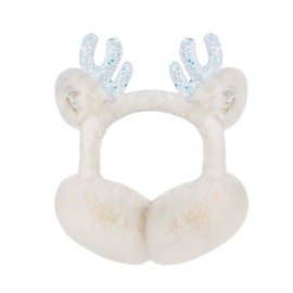 Surblue Cute Elk Animal Earmuffs Winter Warm Outdoor Ear Covers Headband Fur Ear Warmer, White
