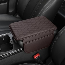 Upgraded Car Center Console Cover, Leather Armrest Cushion Pad with 2 Storage Bags, Microfiber Soft Waterproof Seat Box Cover Protector, Car Interior Decor Accessories Fit for Most Cars, Vehicles