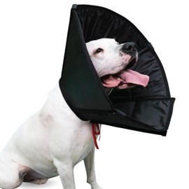 Adjustable Elizabethan Collar for Dogs and Cats - Comfortable Soft Cone, After Surgery Protection (Black, XXL [Neck Girth: 20.4"-24.4"])
