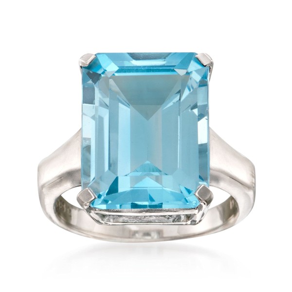 Ross-Simons 14.00 Carat Sky Blue Topaz Ring in Sterling Silver.