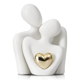 STAYOUNG Estatua de Pareja de Cerámica, Elegante Estatua de Abrazo de cerámica para decoración romántica del hogar y decoración Moderna del hogar, Mesa de Centro u Oficina (Blanco Mate)