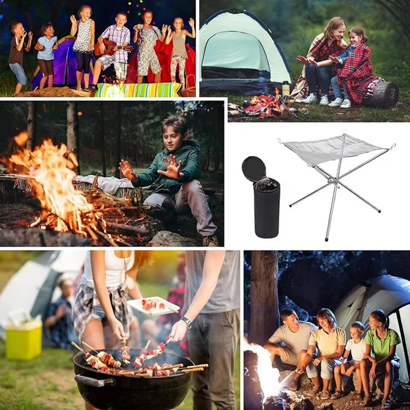 Snblzhef Portable Bonfire Campfire Fire Pit Collapsing Stainless Steel Mesh