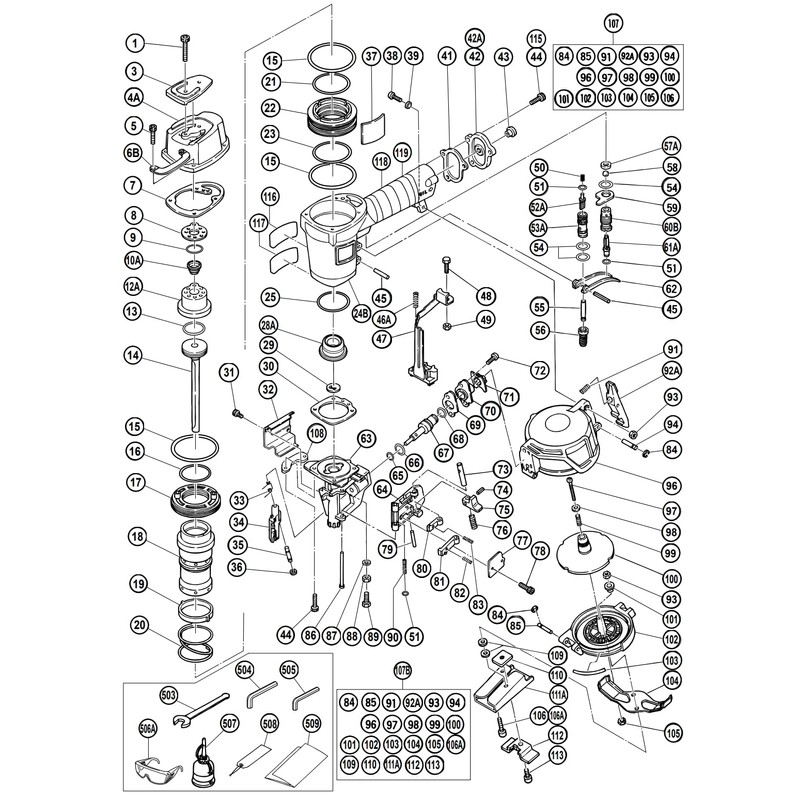 Zeluga 27-399 Piston Bumper Pneumatic Coil Roofing Nailer