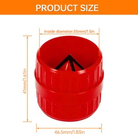 HUAREW Red Inner-Outer Reamer Pipe and Tube Deburring Reamer Tubing Chamfer Tool for PVC, PPR, CPVC, Brass, Aluminum Pipe, 1.57in/40mm to 1.7in/42mm (Pack of 2)