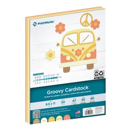 PrintWorks Groovy Cardstock Paper 8.5" x 11" - 50 Sheets - 5 Assorted Kraft & Warm Colors - Ideal for School & Craft Projects - 67, 90, & 65 lb - Made in the USA (00694)