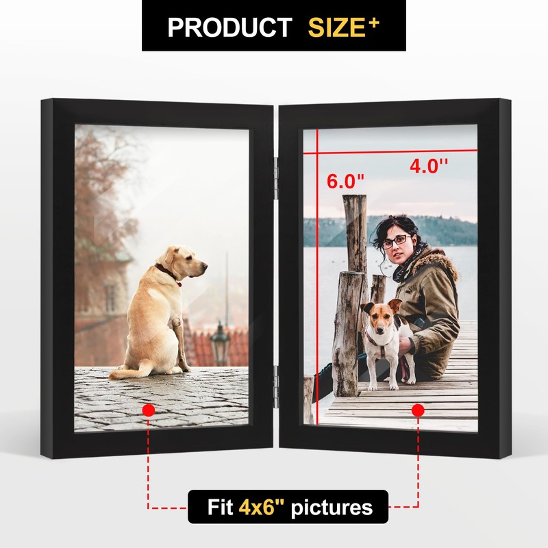 FOREV 4x6 Double Picture Frame Wooden Hinged Photo Frame Definition