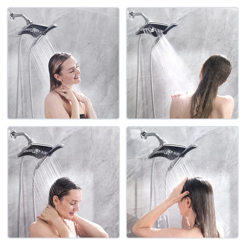 BRIGHT SHOWERS High Pressure Dual Shower Head Combo, Handheld Showerhead