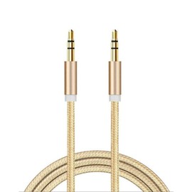 Aux Cable, Aux Cord Lead, 3.5mm Male Stereo Jack To Jack Audio Cable, Nylon Braided Aux Lead For Car, Home Stereos, Headphone, MP3 Player, Smartphone, and Laptop. (Gold)