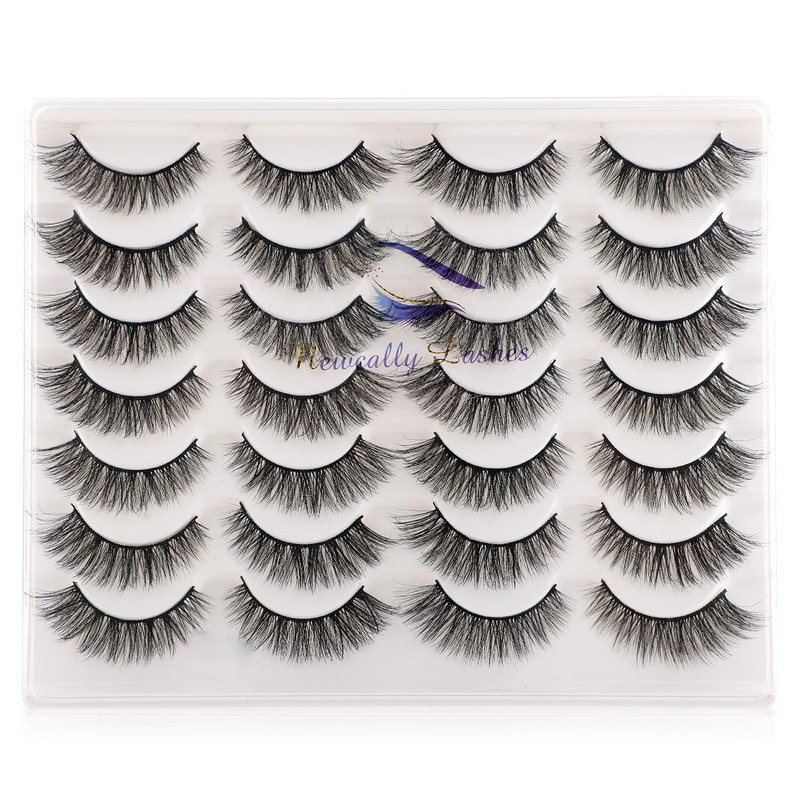 Newcally False Eyelashes Natural 3D Lashes Cat Eye Look Faux