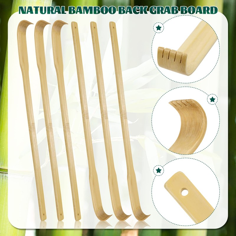 UPlama 12 PCS Natural Bamboo Back Scratcher Traditional Wooden Back