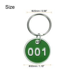 sourcing map Number Key Tags 1-100, 30mm Round Aluminum Metal Number Tags with Key Rings Numbered Keychains Luggage Labels ID Tag for Dormitory House Lockers Identification Hang Tags, Green