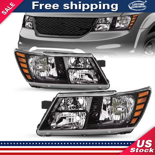 autoparts-maintenance-shop FOR 2009-2020 DODGE JOURNEY CHROME HEADLIGHTS LAMPS COMPLETE REPLACEMENT
