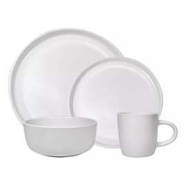 KASABLANCA Vajilla De Ceramica Blanca 16 Piezas Moderna 4 Personas Kb47