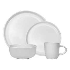 KASABLANCA Vajilla De Ceramica Blanca 16 Piezas Moderna 4 Personas Kb47