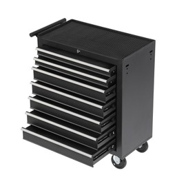 Tool Box with Wheels and Drawers, 7-Drawer Rolling Tool Chest, High Capacity Detachable Mobile Tool Storage Cabinet for Workshop, Garage, Mechanics and Repair Room (Black)