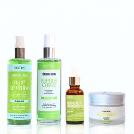 Kit anti acné para piel grasa (Limpiador, tónico, crema hidratante y sérum tratamiento) piel con menos grasa, marcas y acné