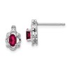 Solid Real 925 Sterling Silver Created Ruby and Diamond Studs