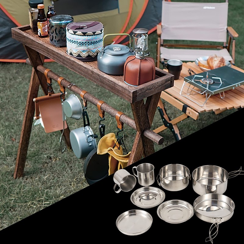 LHYSMYX Outdoor Stainless Steel Camping Cookware Set Portable Bowl Barbecue