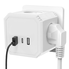 Travel Plug 3 x German Converter Socket EU Plug for Office Home Travel White