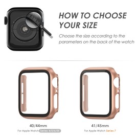 Tuocal 2 Pack Hard PC Case Compatible with iWatch 40mm 44mm Series 6/5 / 4/3 / SE, Overall PC Case for Men Women Thin Glass Screen Overall Protective Cover for iWatch, Rosegold