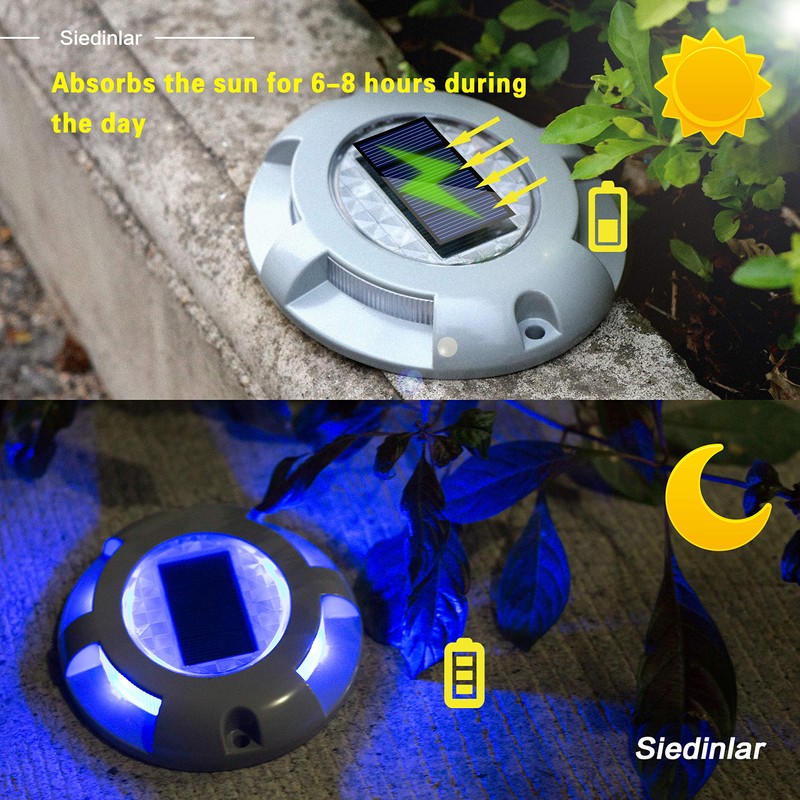 Siedinlar Solar Deck Lights Driveway Dock Light LED Solar Powered