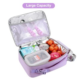 Amersun Kids Lunch Box, Insulated School Lunch Bag with Padded Liner Keep Food Warm Cold for Long Time,Water-resistant Thermal Travel Office Lunch Cooler for Girls Boy-2 Pocket, LB005-LP