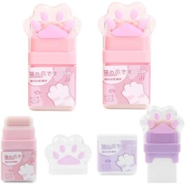 2Pcs Cat Paw Roller Eraser, Cute Cat Rubber, Multicolour Erasers for Kids, Colorful Roller Eraser, Kids Eraser with Shaving Roller Case for School Office Supply Stationery Erasers Office Supplies
