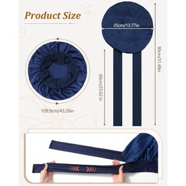 Bepaner Silky Satin Bonnet for Sleeping,Single Layer Silk Satin Hair Bonnet Women with Tie Band (Navy Blue)