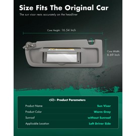 SCITOO Car Sun Visor Assbembly with Mirror Replacement for 2006-2011 for Honda for Civic Warm Gray Without Sunroof(Left Driver Side)