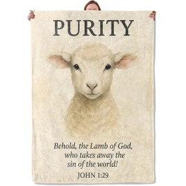 Christian Lamb Blanket Gifts for Women Adults, Soft Warm Lightweight Flannel Throw Blankets for Camping Bedroom Living Room Home Sofa Travel Decor 50" x 60"