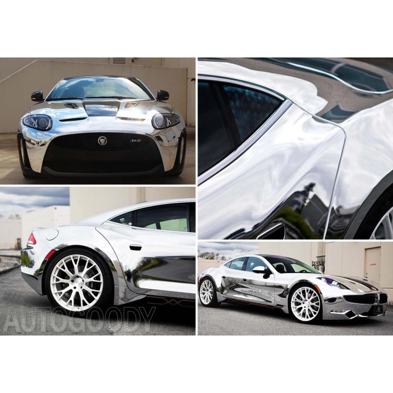 AUTOGOODY 48" x 60" Silver Chrome Mirror Vinyl Film Wrap