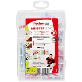fischer 548860 Meister Duoline, Tool 59 32 Screws, Universal, Practical Set, Dowel Box for DIY and Professionals, Gray