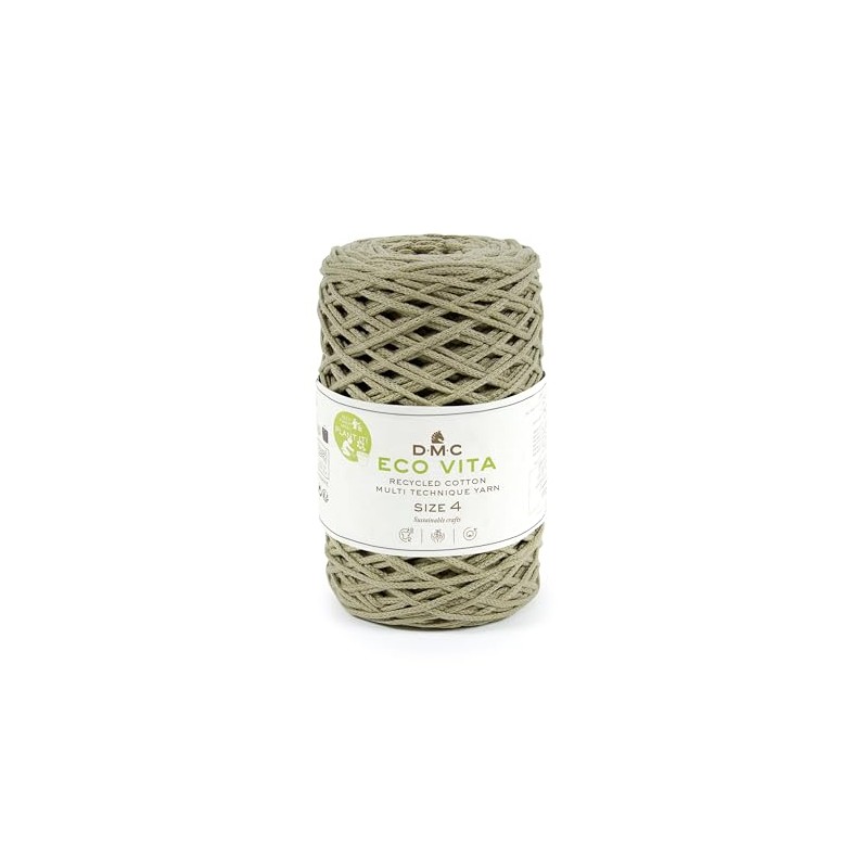 DMC Eco Vita 4, Green Crochet Knitting Macrame Yarn, 250g