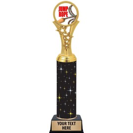 Crown Awards Jump Rope Trophies, 11" Black Midnight Jump Rope Trophy, Customize Now