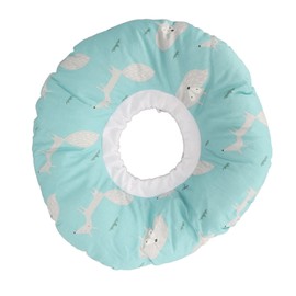 Ear Piercing Pillow for Side Sleepers, Doughnut Cushion for Ear Pain, Ear Relaxation, Round Cotton Piercing Cushion with Ear Hole, 12.6 Inches (Blue and Grey)