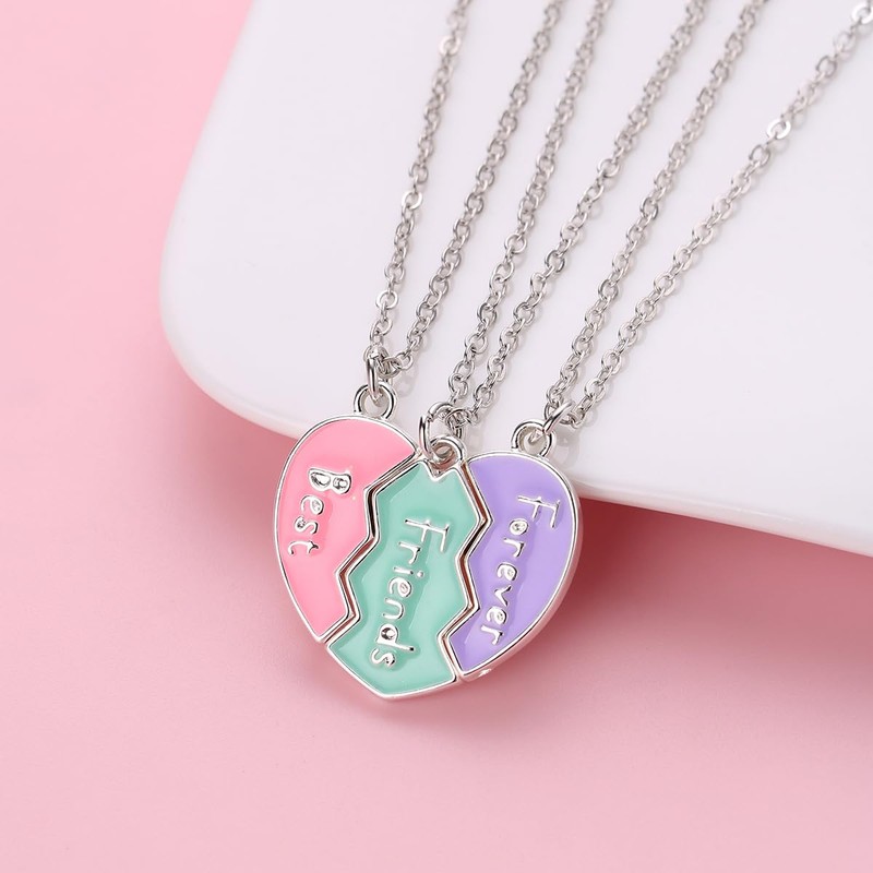 Saalort - Collares con colgante de corazón magnético para 3