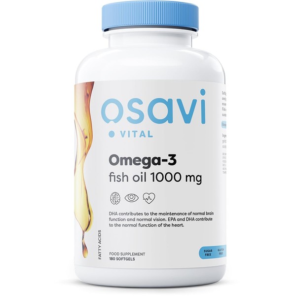 Osavi Omega-3 Fish Oil Molecularly Distilled, 1000 mg - 180 Softgels