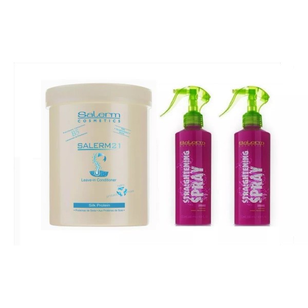 Salerm Cosmetics Antifrizz Straightening Spray 250ml X2 Pzs + Salerm 21 1ltr