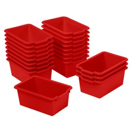 ECR4Kids Scoop Front Storage Bin, Multipurpose Organization, Red, 20-Piece