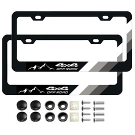 2Pcs Mountains License Plate Frames,Sporty License Tag Plate Cover Holder Universal Fit for 4runner Cars, Trucks and SUVs (WhiteGray-4X4)