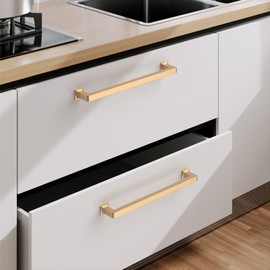 9BUILD 6 Pack 7.5 Inch Cabinet Handles Champagne Bronze Pulls Kitchen Hardware Gold Dresser Pulls for Cabinets