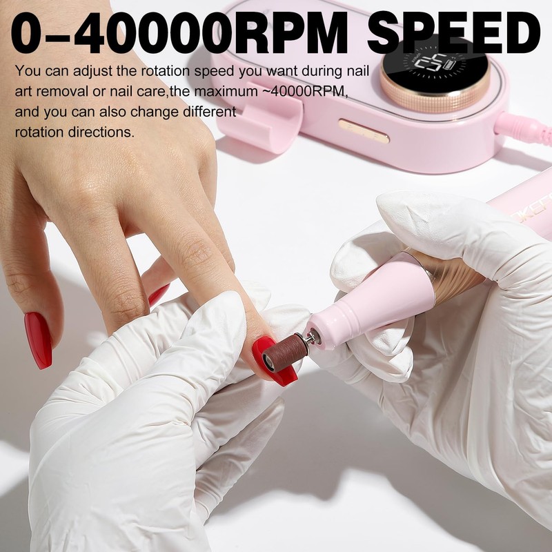 YOKE FELLOW Nail Drill Machine - 40000 RPM Electric Nail