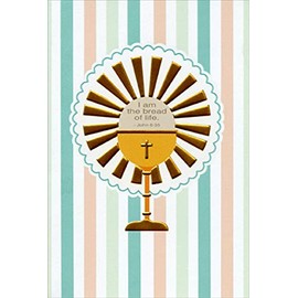 Pictura The Bread of Life : Gold Foil Chalice First / 1st Communion Congratulations Card