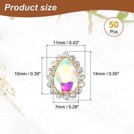PATIKIL 0,4" Aufnäh-Rhinestones, 50 Stück Tropfenförmige Kristall-Rhinestones mit Metallflachrücken für Bastelarbeiten, Schuhe, Kleidung, Ohrringe, Gürtel, Nähdekoration, AB-Farbe