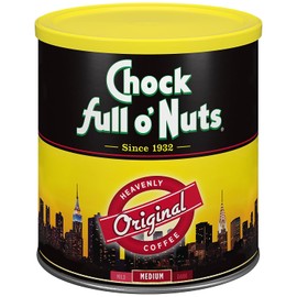 Chock Full o’Nuts Original Roast, Medium Roast Ground Coffee, Gourmet Coffee Beans – Smooth, Full-Bodied, and Rich Coffee 26 Oz. Can, (Pack of 6)