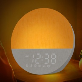 Wake Light Sunrise Alarm Clock: Gradual Wake Up Light, Protect Eyes, Adjustable Brightness, Alarm Clocks for Bedrooms, Bluetooth - 30 Sleep Therapy Sounds, White Noise Sound Machine for Adult (Gray)
