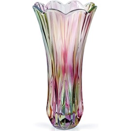 Flower Vase Large Size11.8 inch Phoenix Tail Shape Thickened Crystal Glass for Home Decor, Wedding or Gift